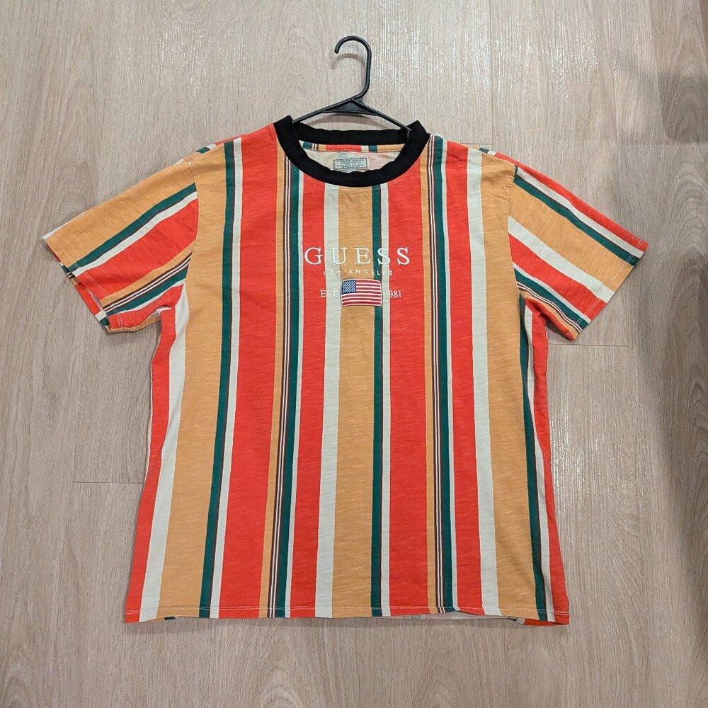 Urban Outfitters Guess Originals Striped Sayer Short Sleeve Hip Hop Casual